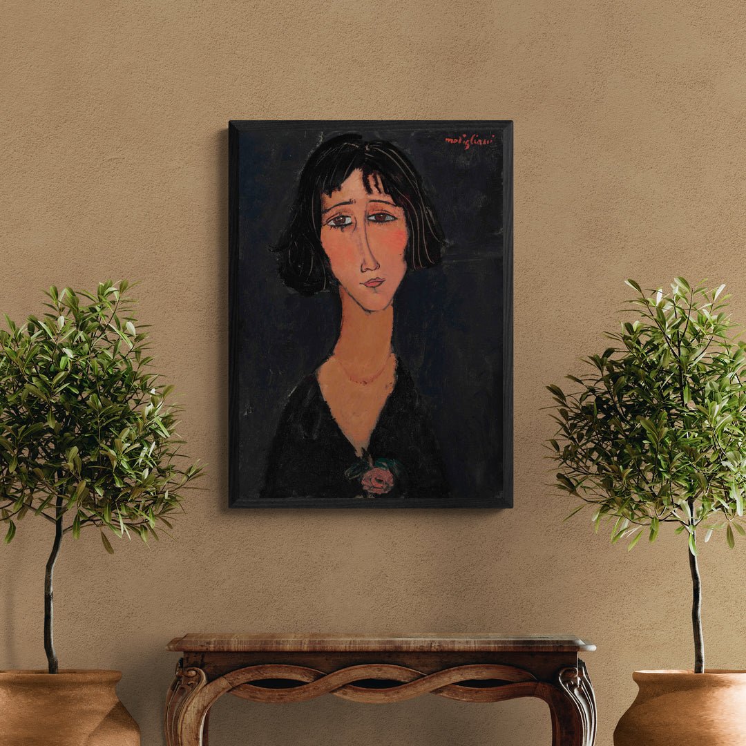 jeune femme à la rose margherita modigliani stampa su policotone in vendita
