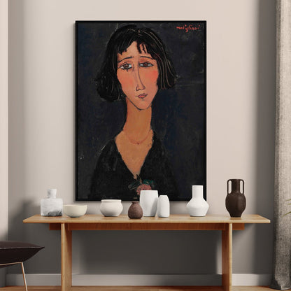 riproduzione modigliani margherita donna con rosa stile arte moderna