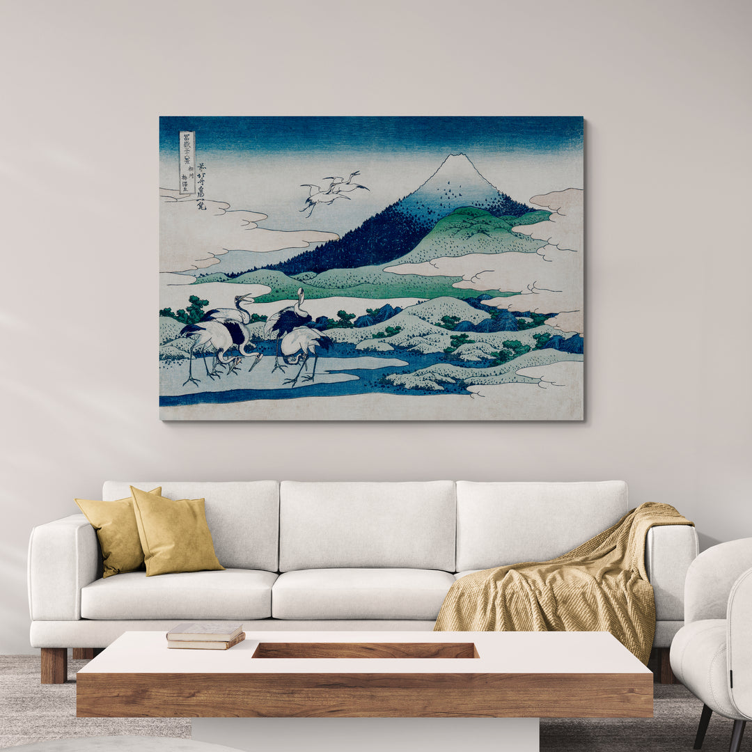 Arte giapponese su tela con scene naturali