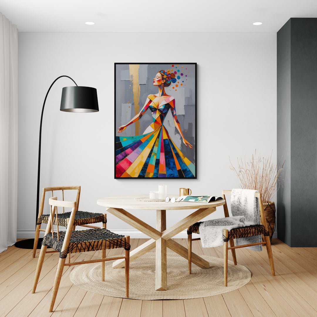 Arte contemporanea astratta con soggetto femminile su tela