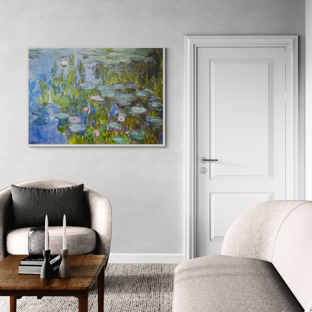 monet water lilies impressionist print polycotton