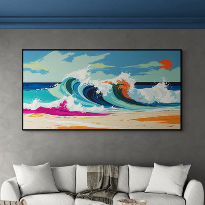 Tela decorativa con paesaggio di mare e dinamismo cromatico


