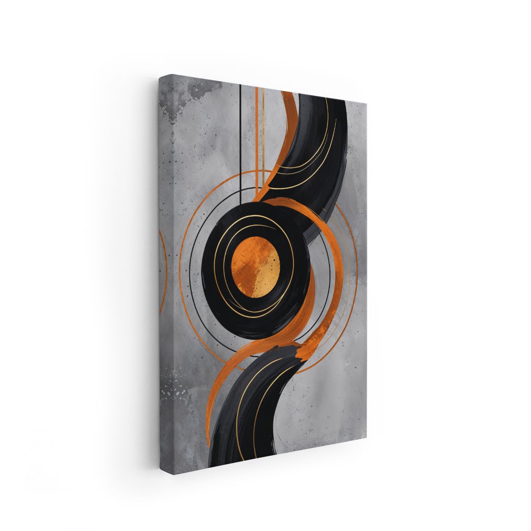 quadro minimal industrial grigio cemento nero grafite e rame