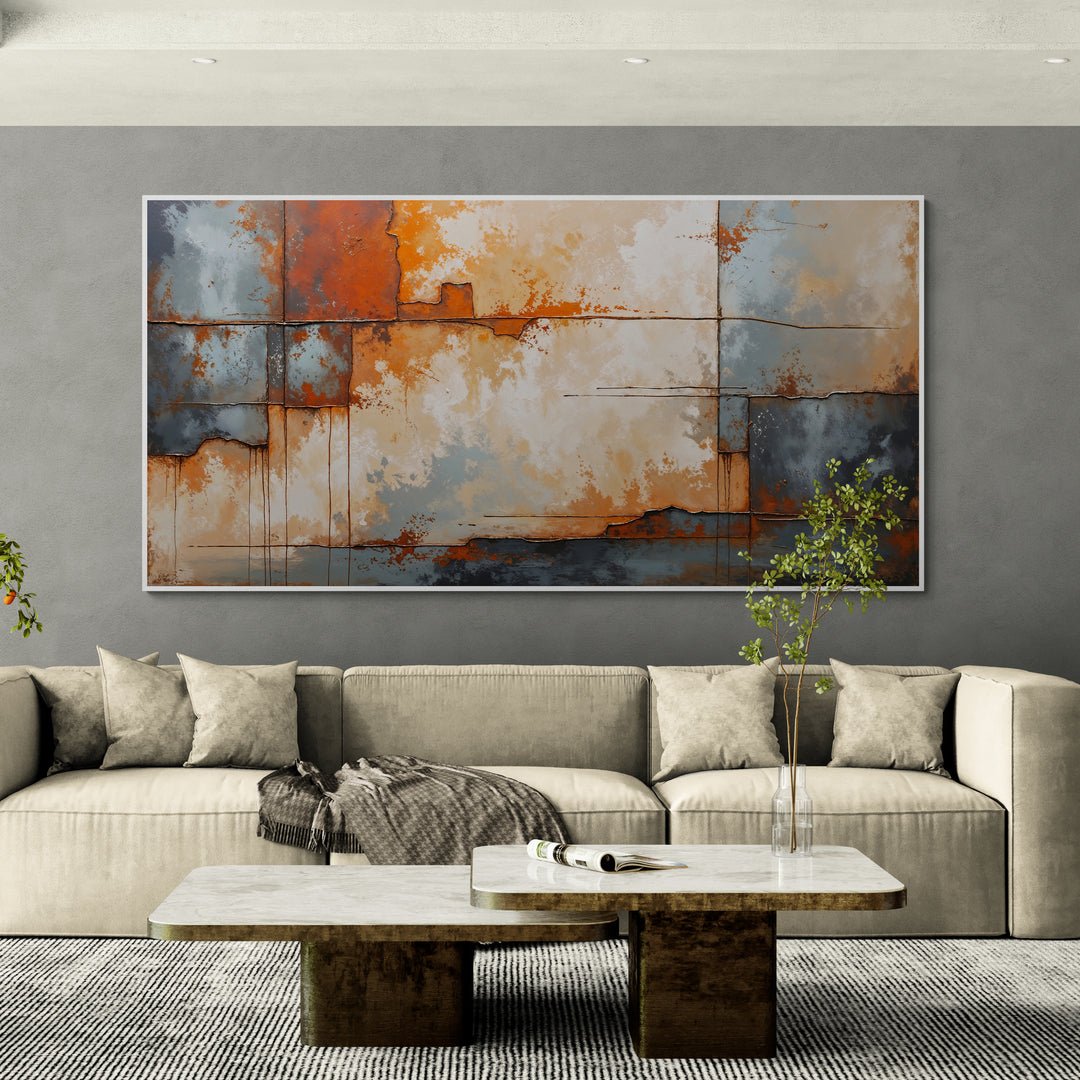 Stampa moderna dallo stile urban decay con tonalità calde e fredde combinate