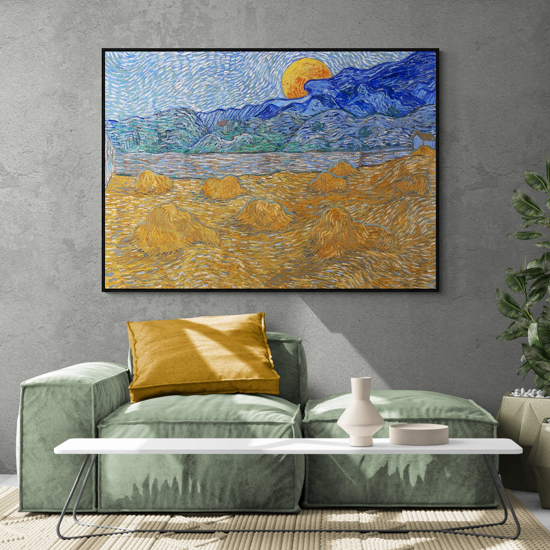 Arte impressionista Van Gogh Paesaggio con luna piena