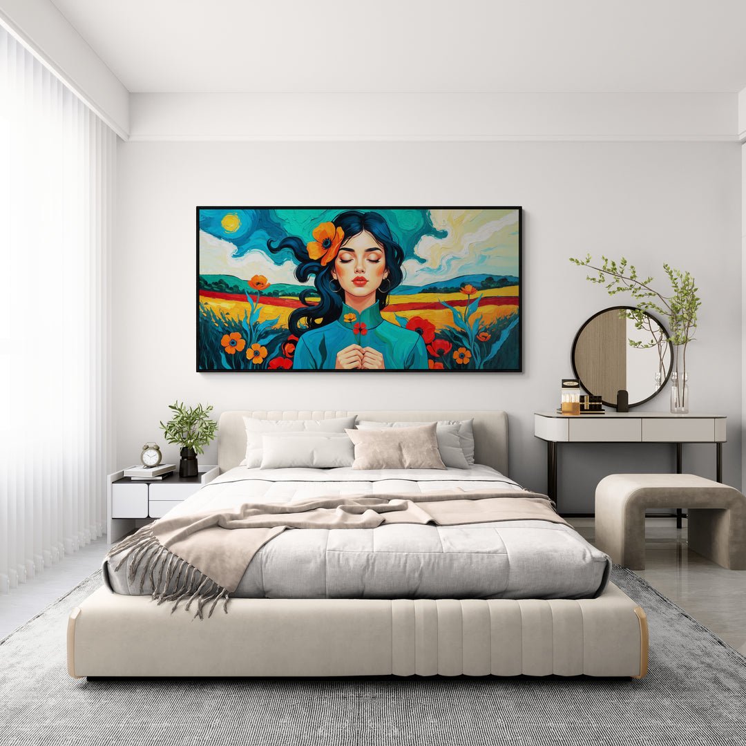 Stampa su tela "Pensieri nel vento" con sfondo naturale espressivo