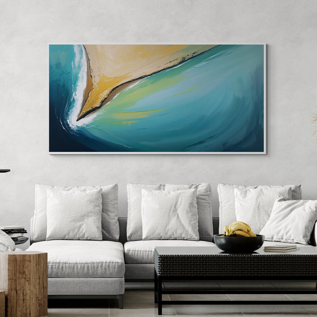 quadro panoramico stile coastal con spatolate e correnti