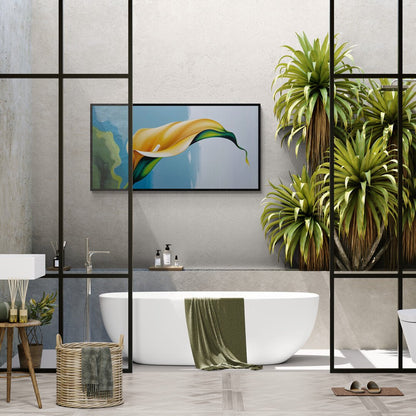 calla dorata orizzontale su fondo azzurro stampa elegante