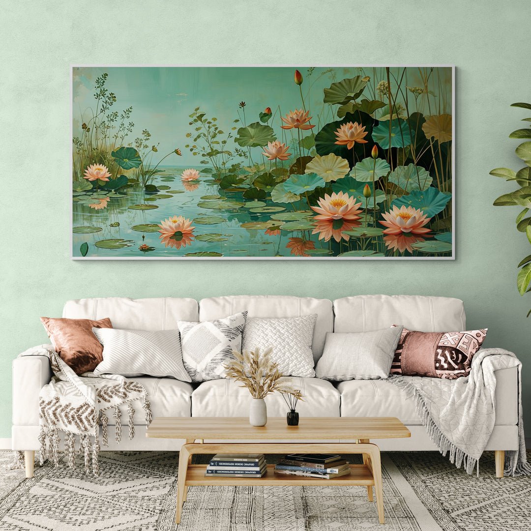 Quadro rilassante con toni verdi e rosa pastello