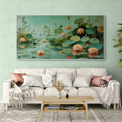 Quadro rilassante con toni verdi e rosa pastello