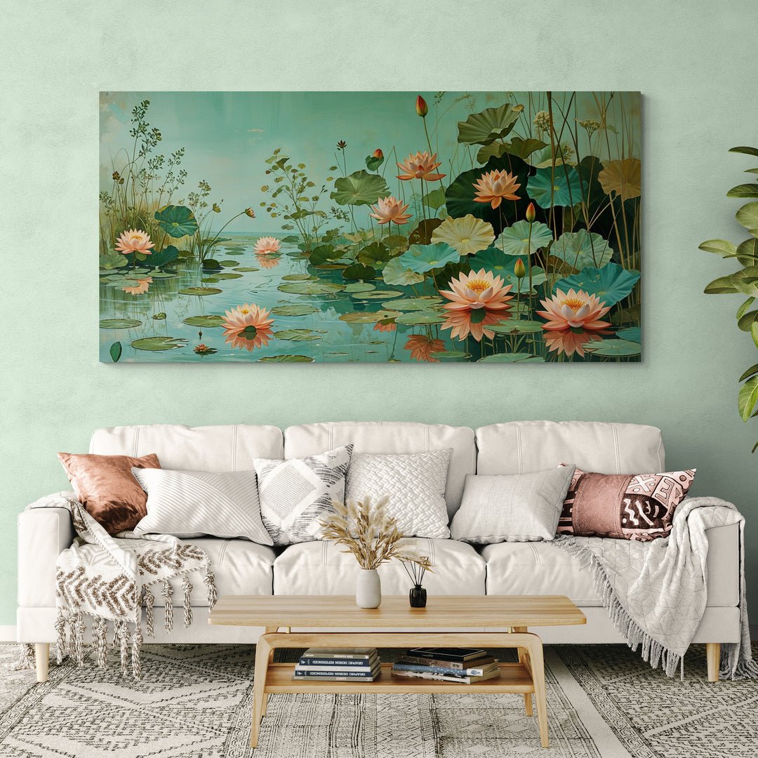 Riflessi d’acqua e piante acquatiche in stampa artistica