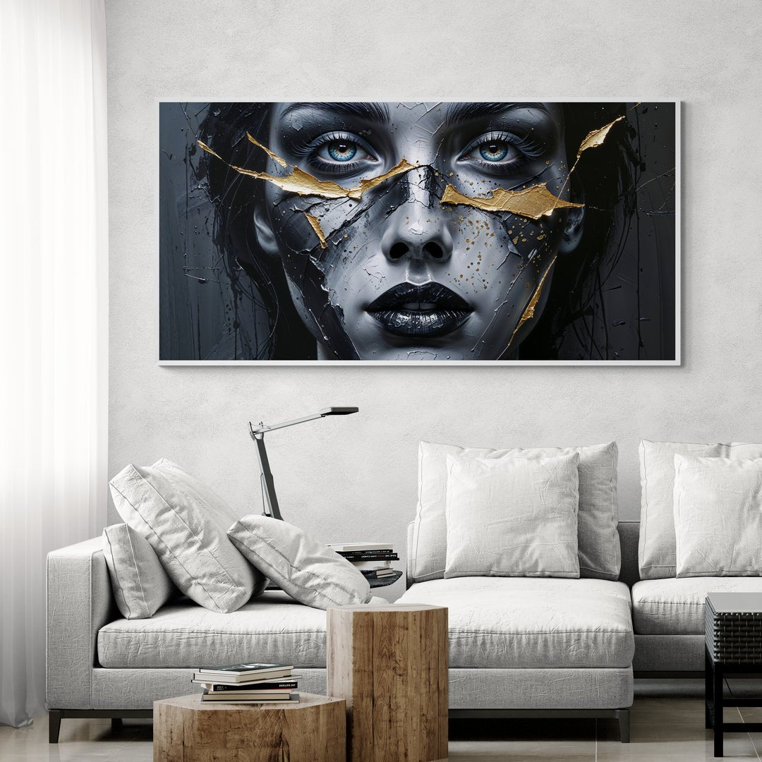 quadro contemporaneo bianco nero oro stile gallery per interni moderni
