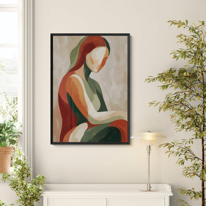 stampa murale premium figura femminile astratta pennellate morbide e texture