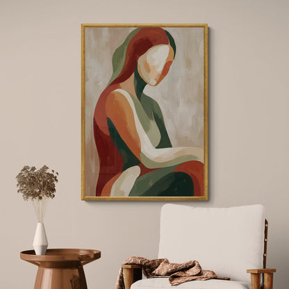 decorazione parete moderna astratto figurativo femminile terracotta salvia crema