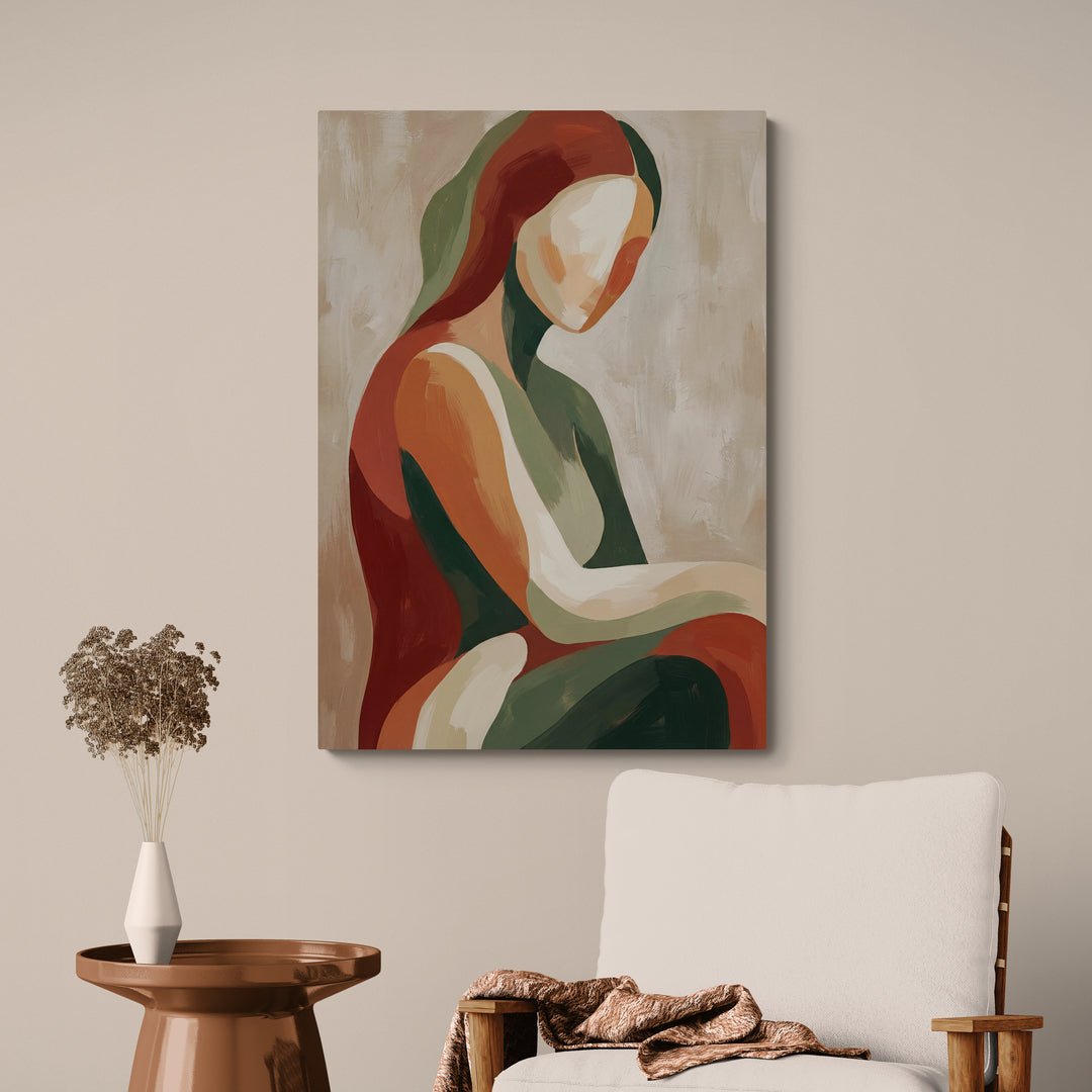 ritmo di terra quadro astratto figurativo femminile stampa su policotone