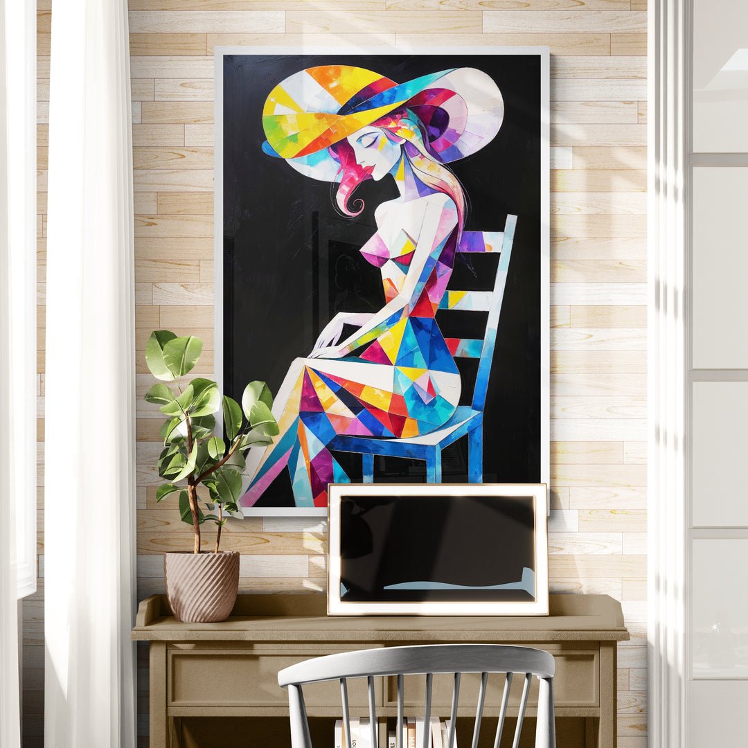 ritratto in frammenti quadro cubista stile picasso stampa su policotone