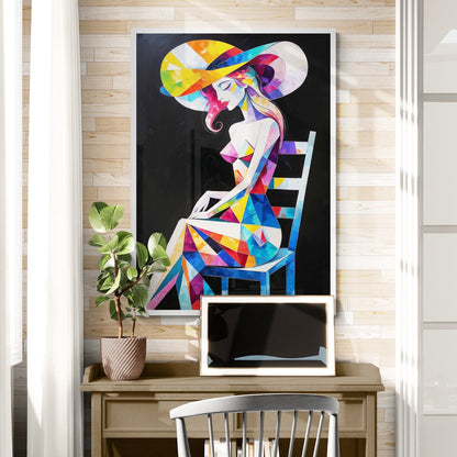 ritratto in frammenti quadro cubista stile picasso stampa su policotone