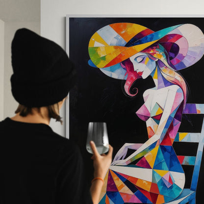 stampa murale premium cubismo fashion art con linee nette e colori saturi