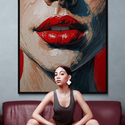 rosso iconico labbra rosse close up stampa su policotone