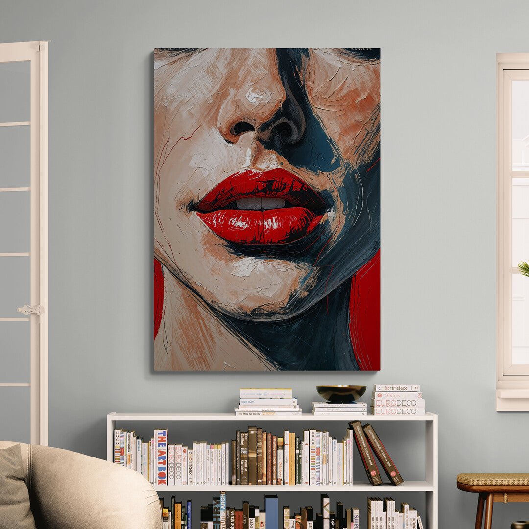 stampa su policotone labbra rosso lacca brush strokes