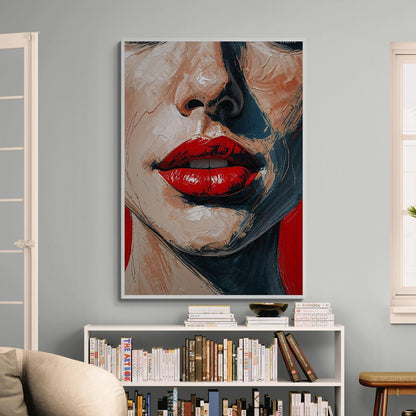arte da parete contemporanea labbra rosse contrasto nero nude