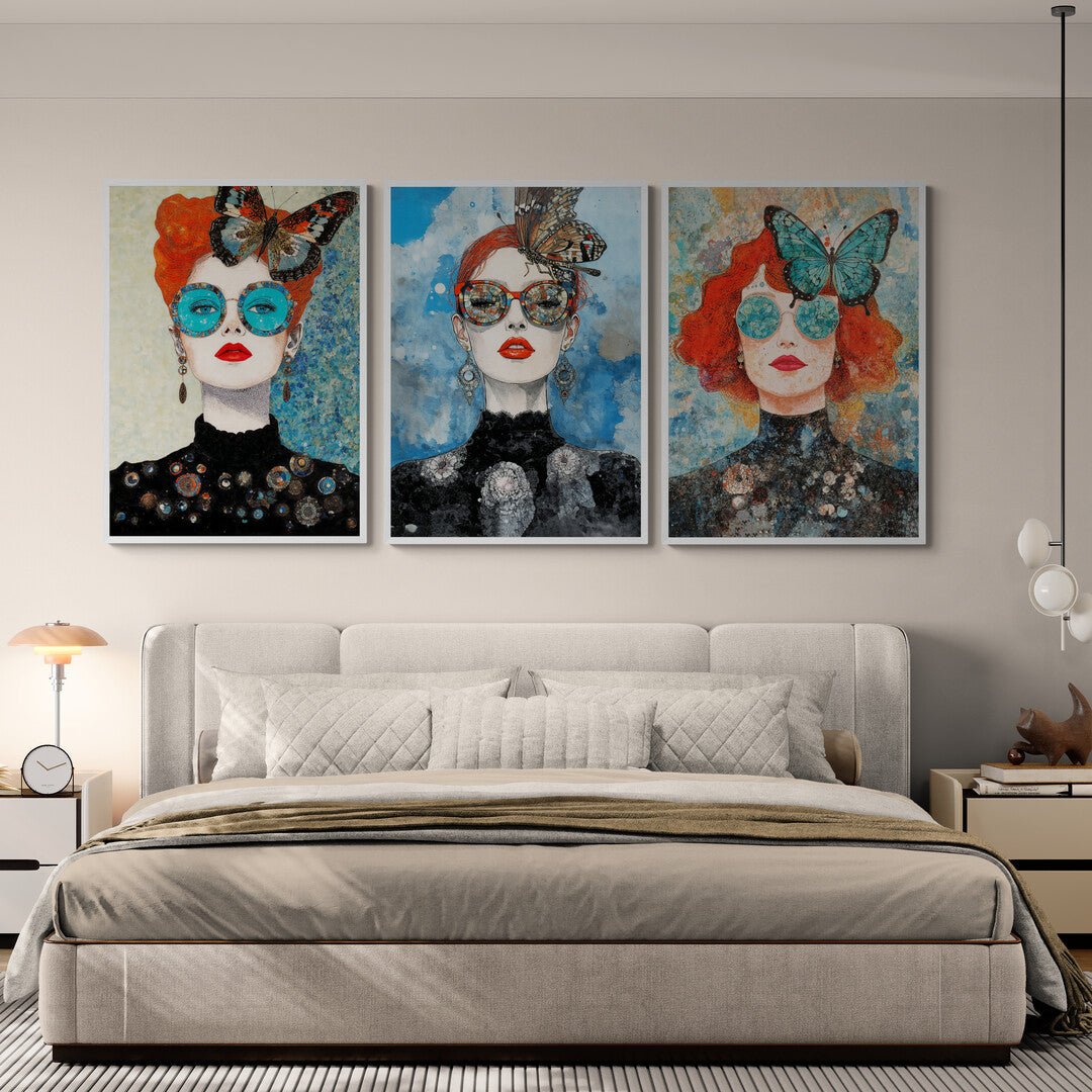 Quadro pop fashion con volto delicato e accessori eleganti