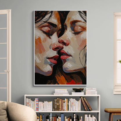 stampa artistica policotone bacio sfiorato colori caldi e neri