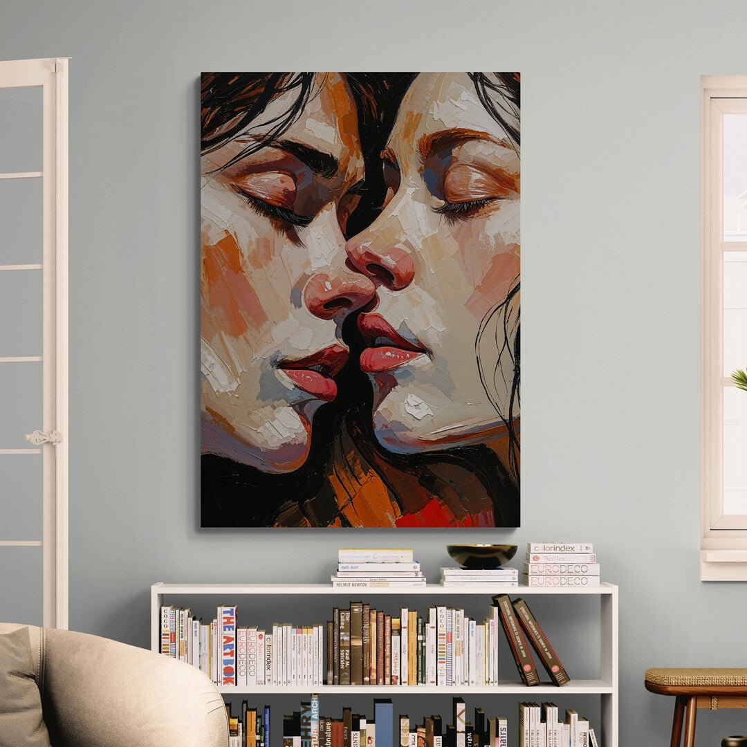 quadro moderno due profili a sfioro texture a spatola