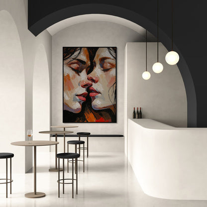 opera figurativa materica attimo prima del bacio