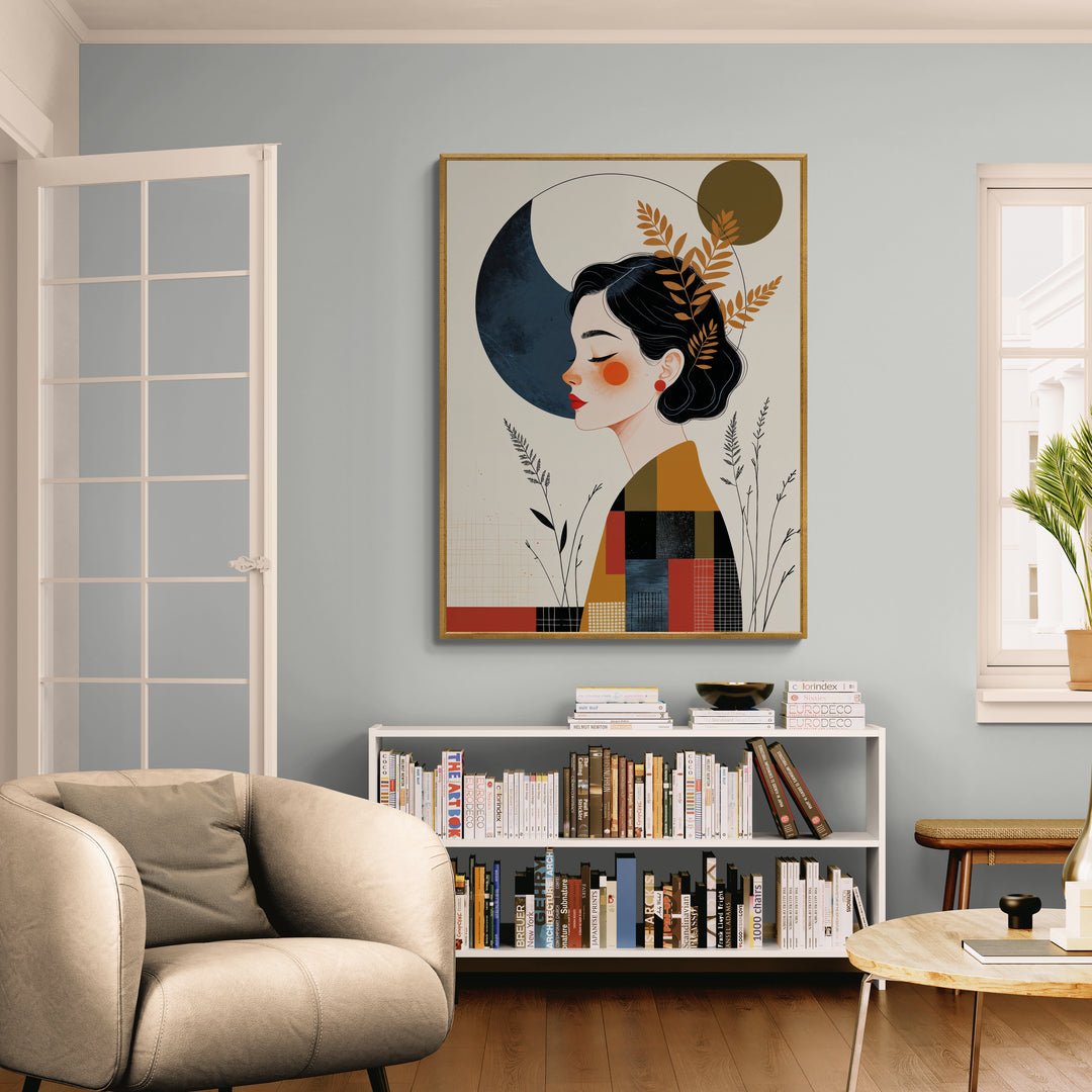 arte da parete contemporanea colori caldi e pattern geometrici