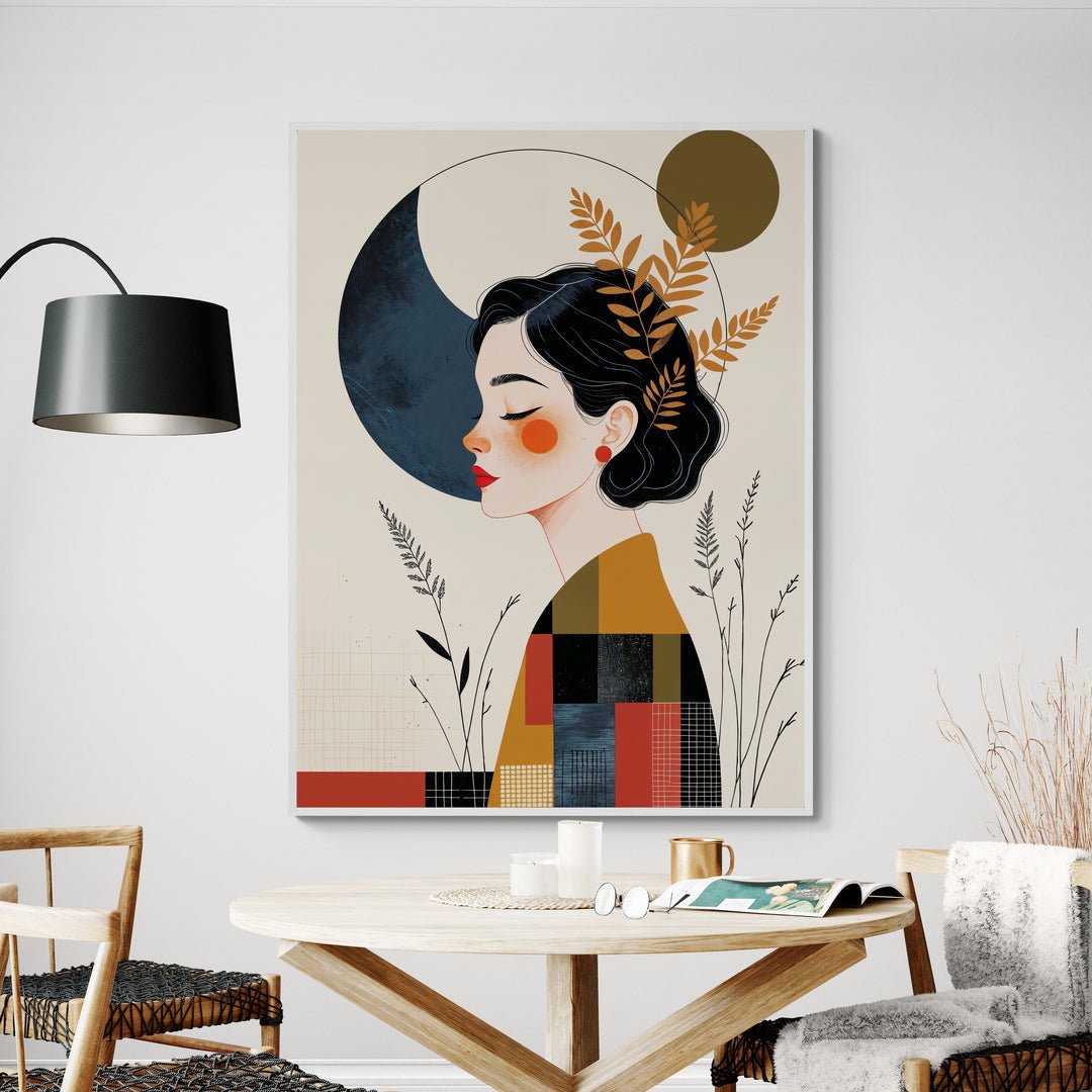 stampa artistica policotone ritratto femminile stilizzato stile grafico moderno