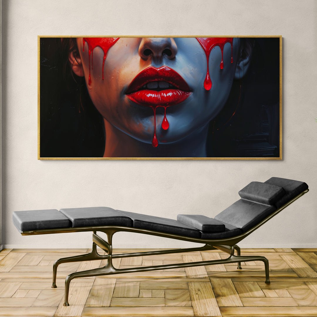 Sussurro Cremisi quadro moderno labbra rosse stampa su policotone