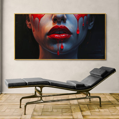 Sussurro Cremisi quadro moderno labbra rosse stampa su policotone