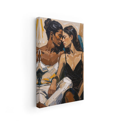 poster figurativo contemporaneo due profili che si sfiorano