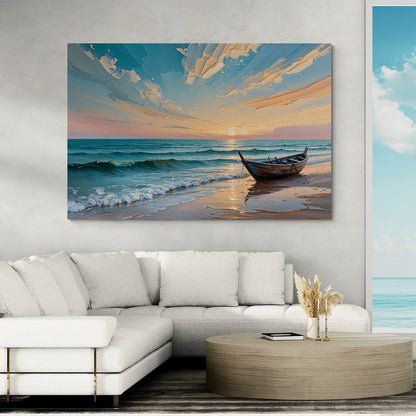 stampa murale premium paesaggio marino con cielo materico a spatola