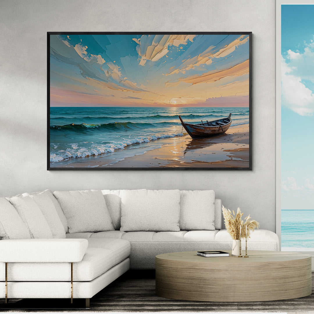 quadro relax per soggiorno moderno mare turchese tramonto