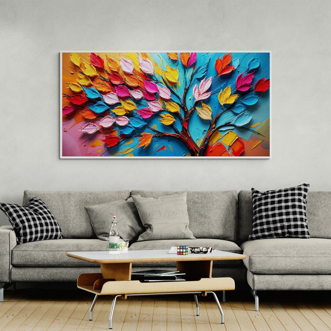 Stampa su tela con pennellate corpose e colori accesi