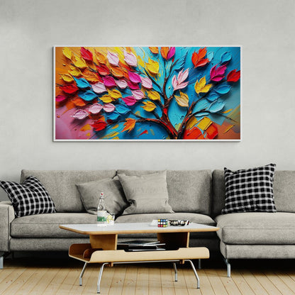 Stampa su tela con pennellate corpose e colori accesi