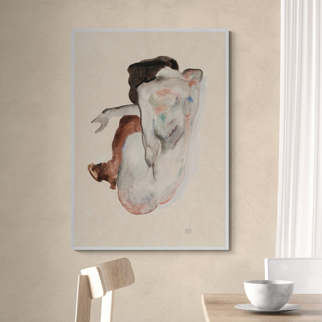 nudo accovacciato schiele 1912 stampa su policotone ArteInVendita
