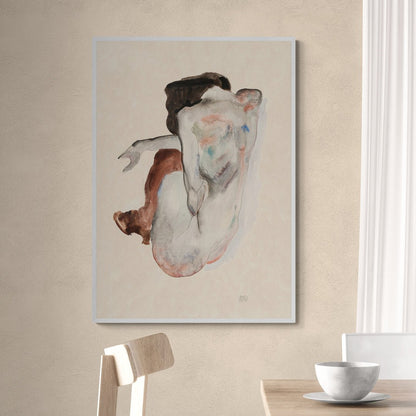 nudo accovacciato schiele 1912 stampa su policotone ArteInVendita