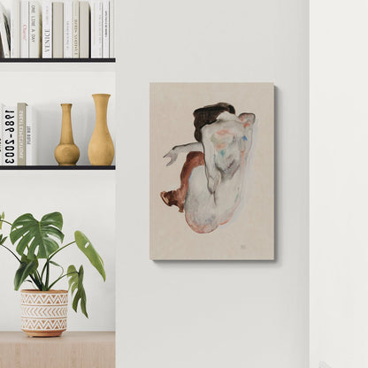 stampa artistica policotone egon schiele nudo accovacciato con scarpe e calze