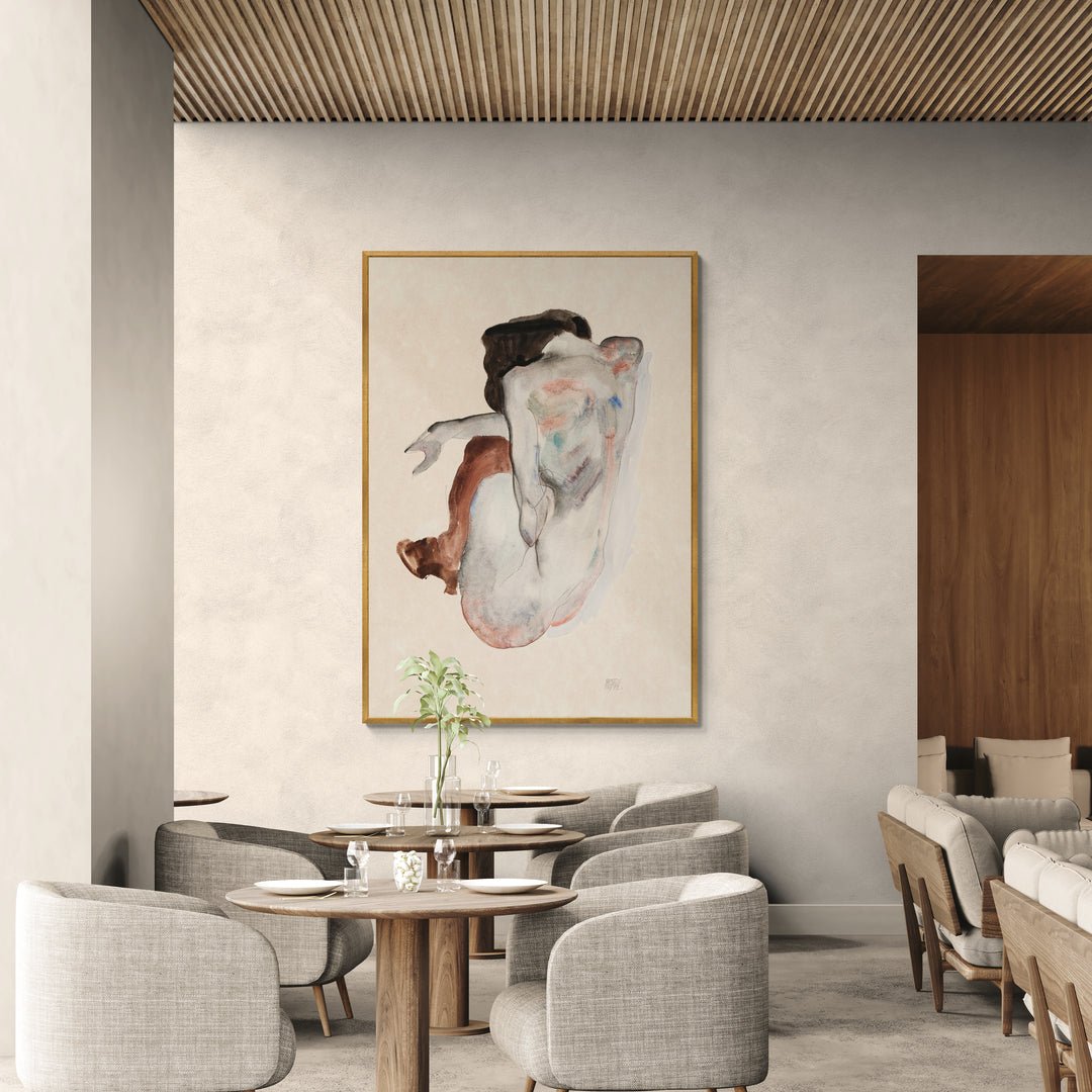 quadro su policotone egon schiele figura raccolta vista posteriore