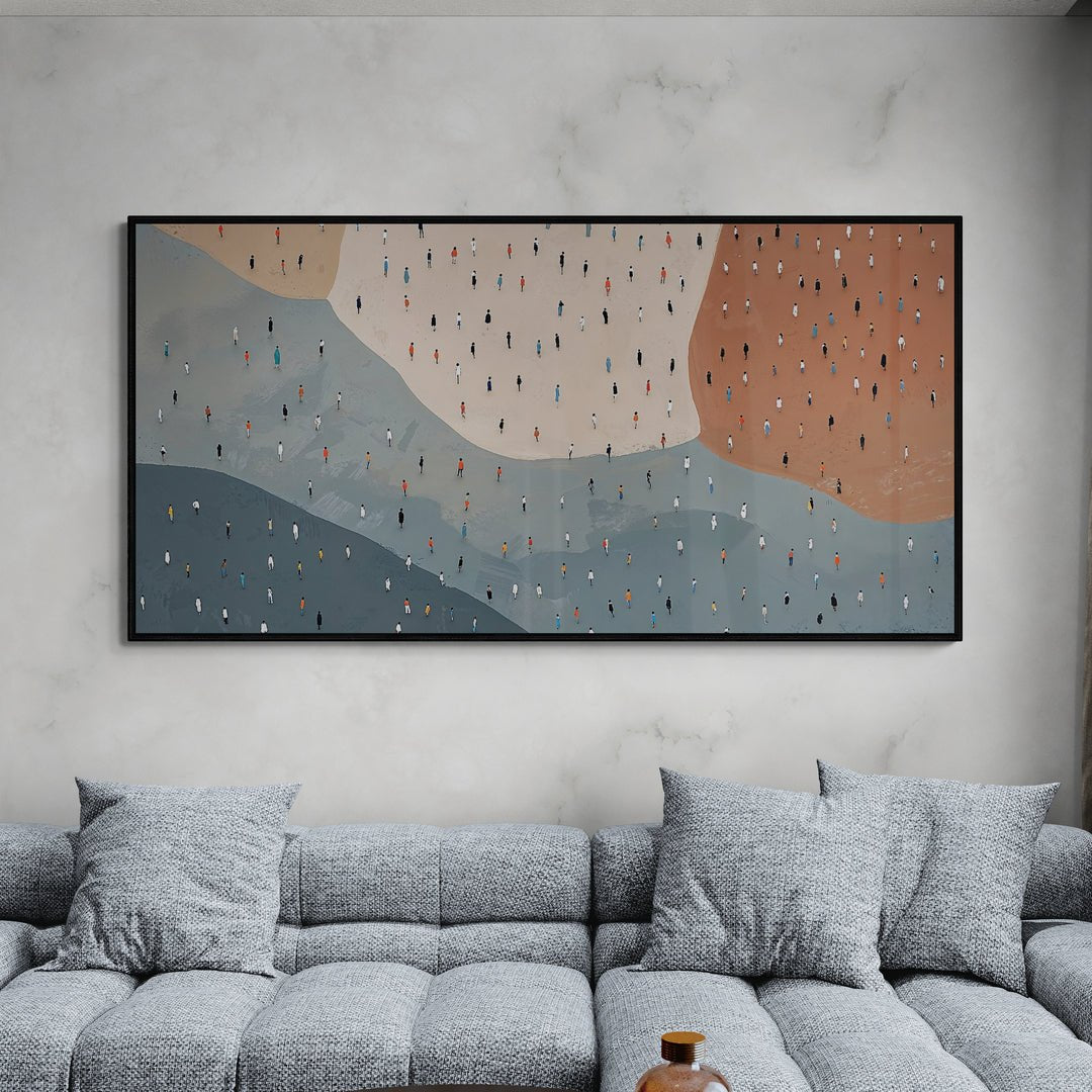 opera digitale con persone stilizzate