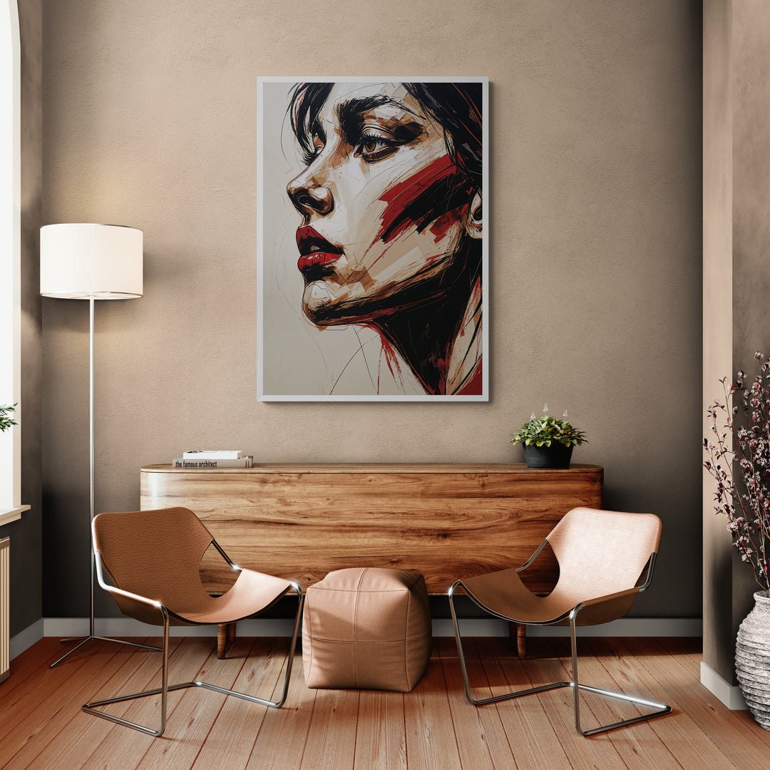 poster moderno rosso nero ritratto elegante per salotto e camera