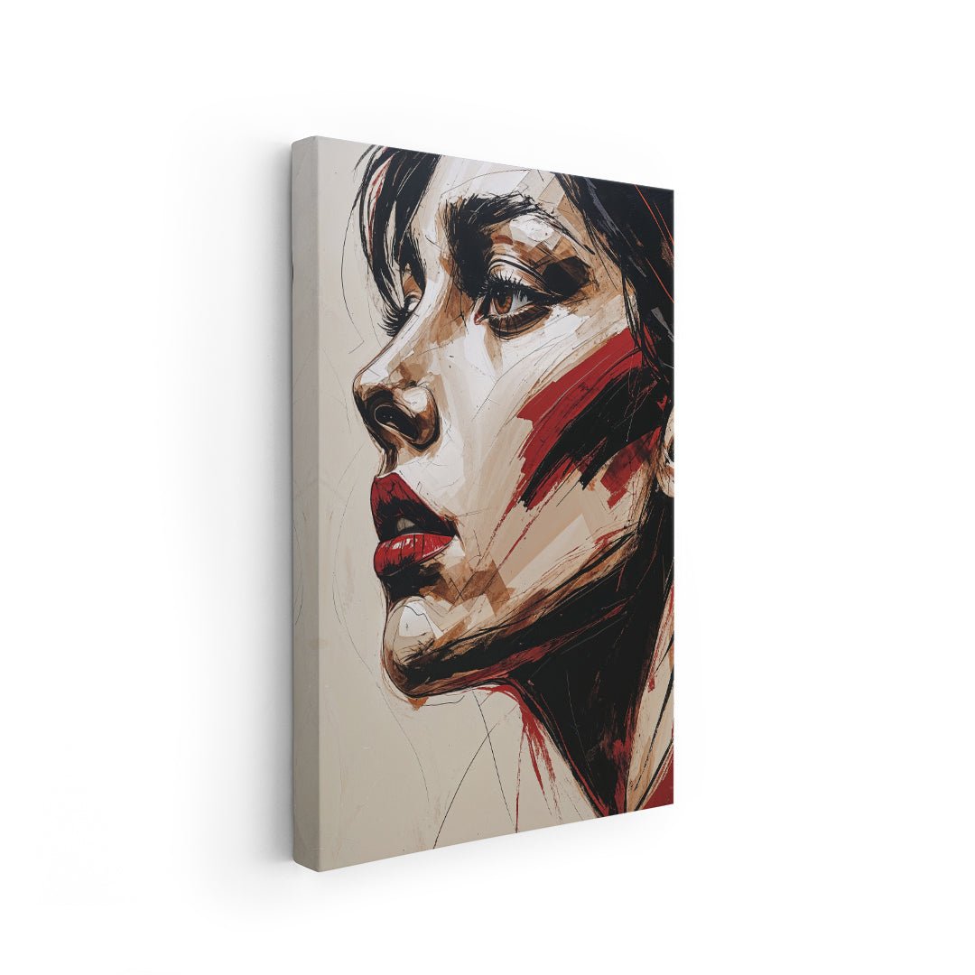 stampa su policotone arte contemporanea fashion art profilo donna rosso cremisi