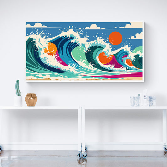 Quadro moderno “Sinfonia d’Onda” con onde astratte colorate

