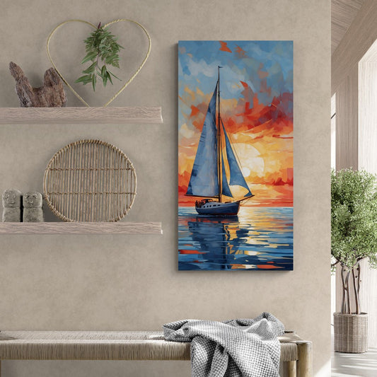 Stampa su tela "Acque serene al tramonto" con colori caldi