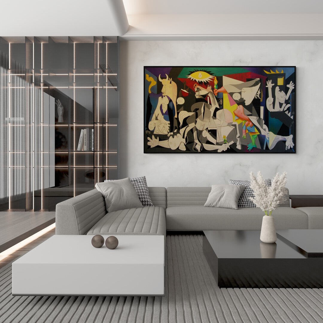 Stampa contemporanea di Guernica su tela con colori intensi e vibranti