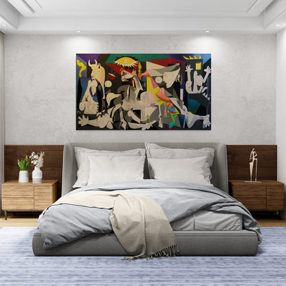 Decorazione murale con stampa su tela di Guernica rivisitata in chiave contemporanea