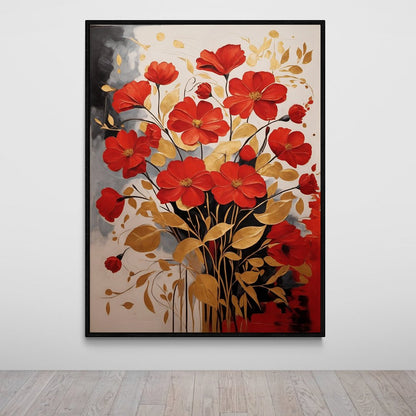 Florale Eleganz in Rot und Gold 